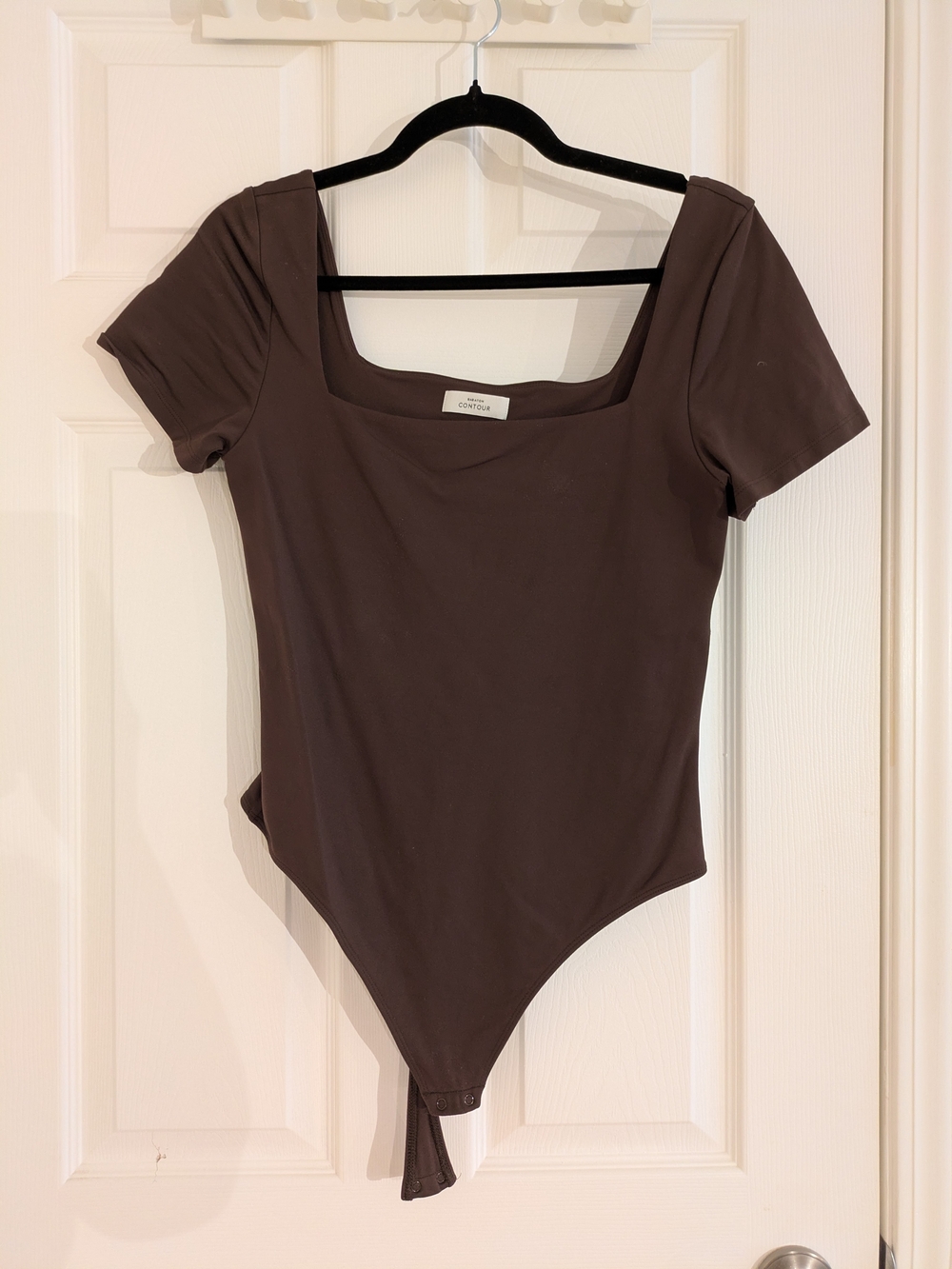 Babaton Square Neck Short Sleeve Bodysuit - Chocolate Brown
